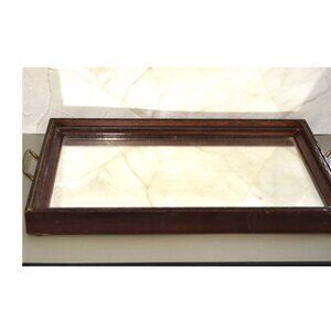 Vintage Mirrored Tray Brass Handles Wood Frame Dresser And Vanity Use Decor
